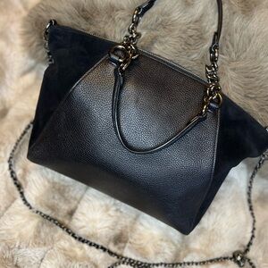 Coach Prairie Satchel in black pebbled leather w free mini wallet (Retail $295)